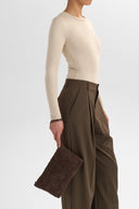 Markberg Celin Crossbody Taske Dark Brown Suede Weave