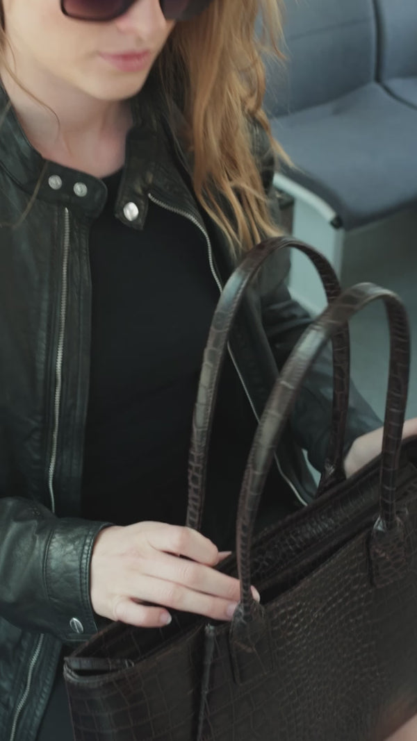 Markberg SayaMBG Work Bag Croco Espresso Brown